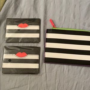 Two Sephora Lips Card Holders and One Zip Pouch